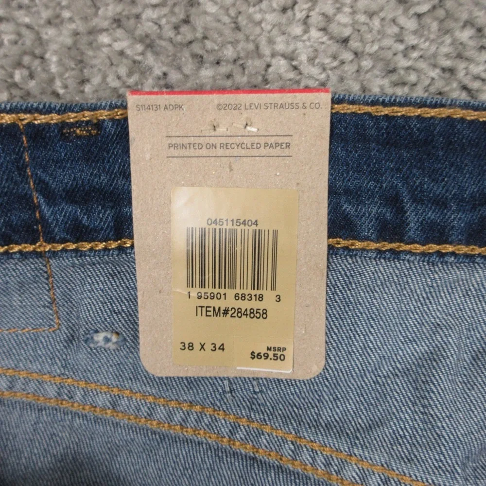 Levis Jeans Mens 38x34 Blue 511 Slim Straight Stretch Faded‎ Whisker Denim Pants